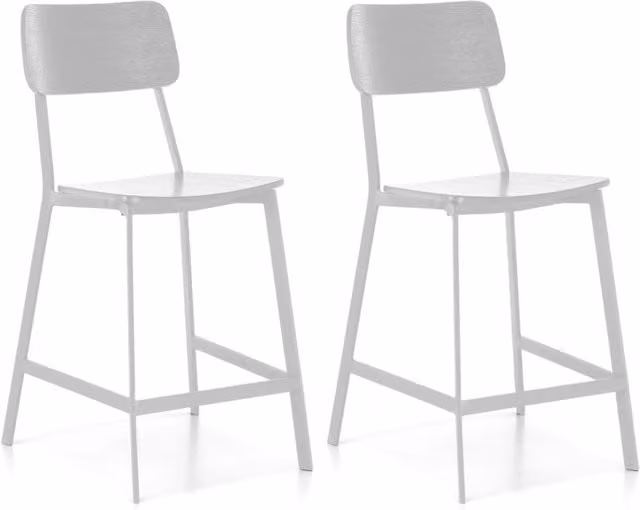 Set 2 Sgabelli 51x51,5xH97 cm in Legno e Metallo Woody Bianco