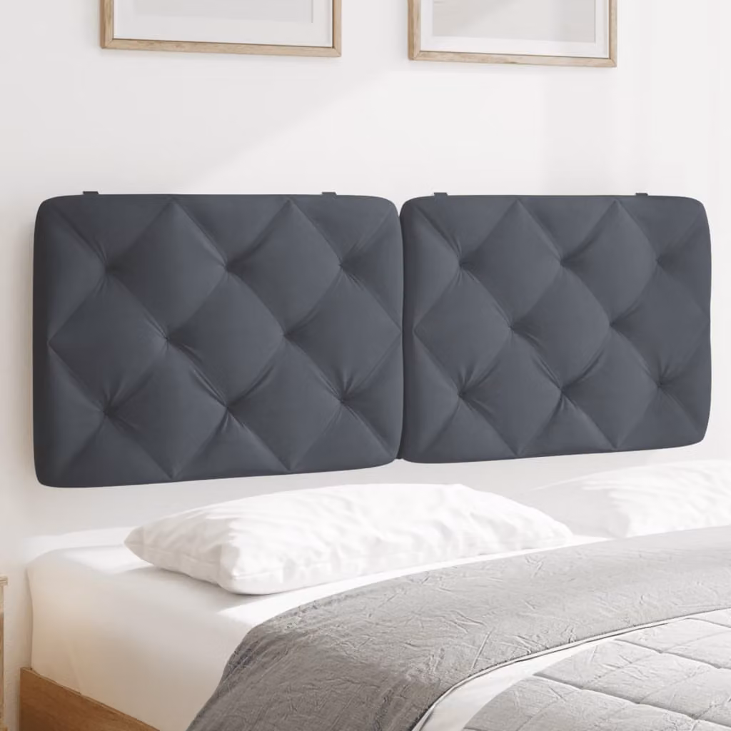 Cuscino Testiera vidaXL in Velluto Grigio Scuro, Larghezza: 140 cm