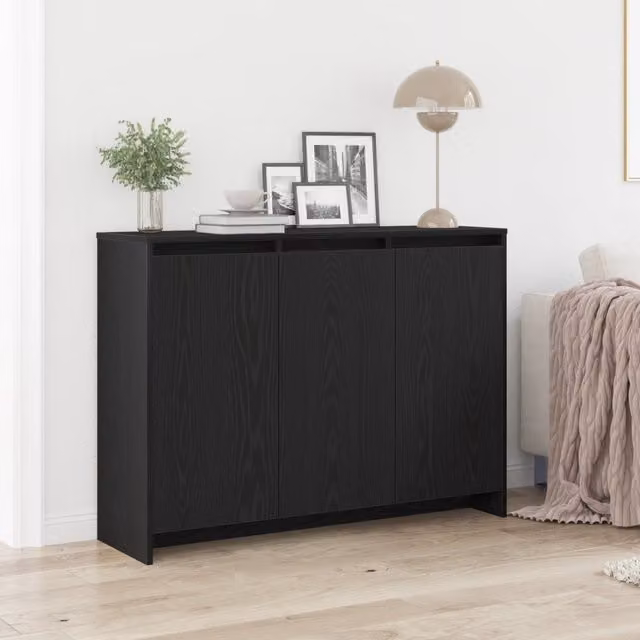 Credenza moderna vidaXL in legno MDF nero L 102 x P 29.5 x H 75 cm