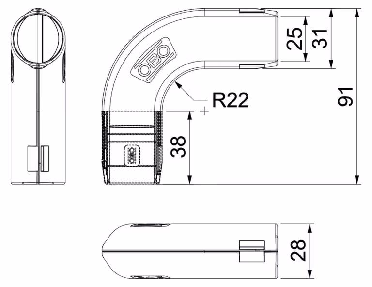OBO Curva rapida 3000 BMS M25 LGR 90° (2154056)