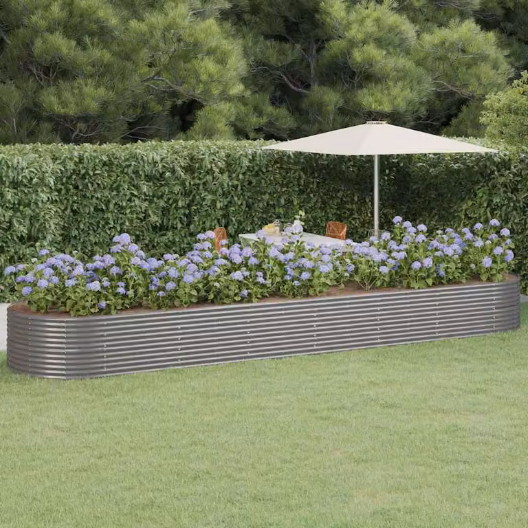 Letto rialzato per orto vidaXL in acciaio verniciato a polvere, Grigio, L: 584 cm, P: 140 cm, H: 68 cm