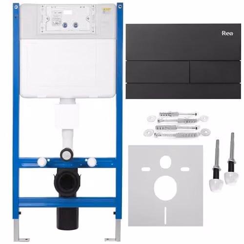Rea - K011A-Q Mat Telaio Wc Da Incasso Black, Solido E Facile Da Installare - 103,5X103,5X52,5cm