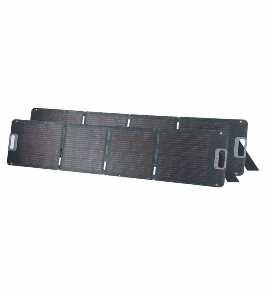 V-TAC Kit di 2 Pannelli Solari Fotovoltaici Pieghevoli da 120W (Totale 240W) per Power Station Portatili, Colore Nero, L/P/H: 193 x 43 x 2,5 cm – 2