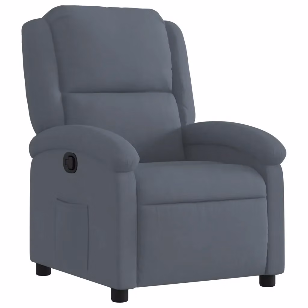 Poltrona Reclinabile Relax vidaXL in Velluto Grigio con Braccioli e Regolazione Manuale – 2