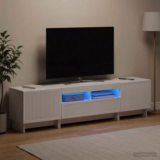 Mobile TV LED a 5 pezzi Bianco Lucido Legno ingegnerizzato 3416421