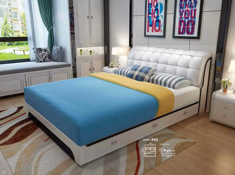 Doppelbett Bett Ehebett Design Luxus Luxur Polsterbett Designbett Leder Betten