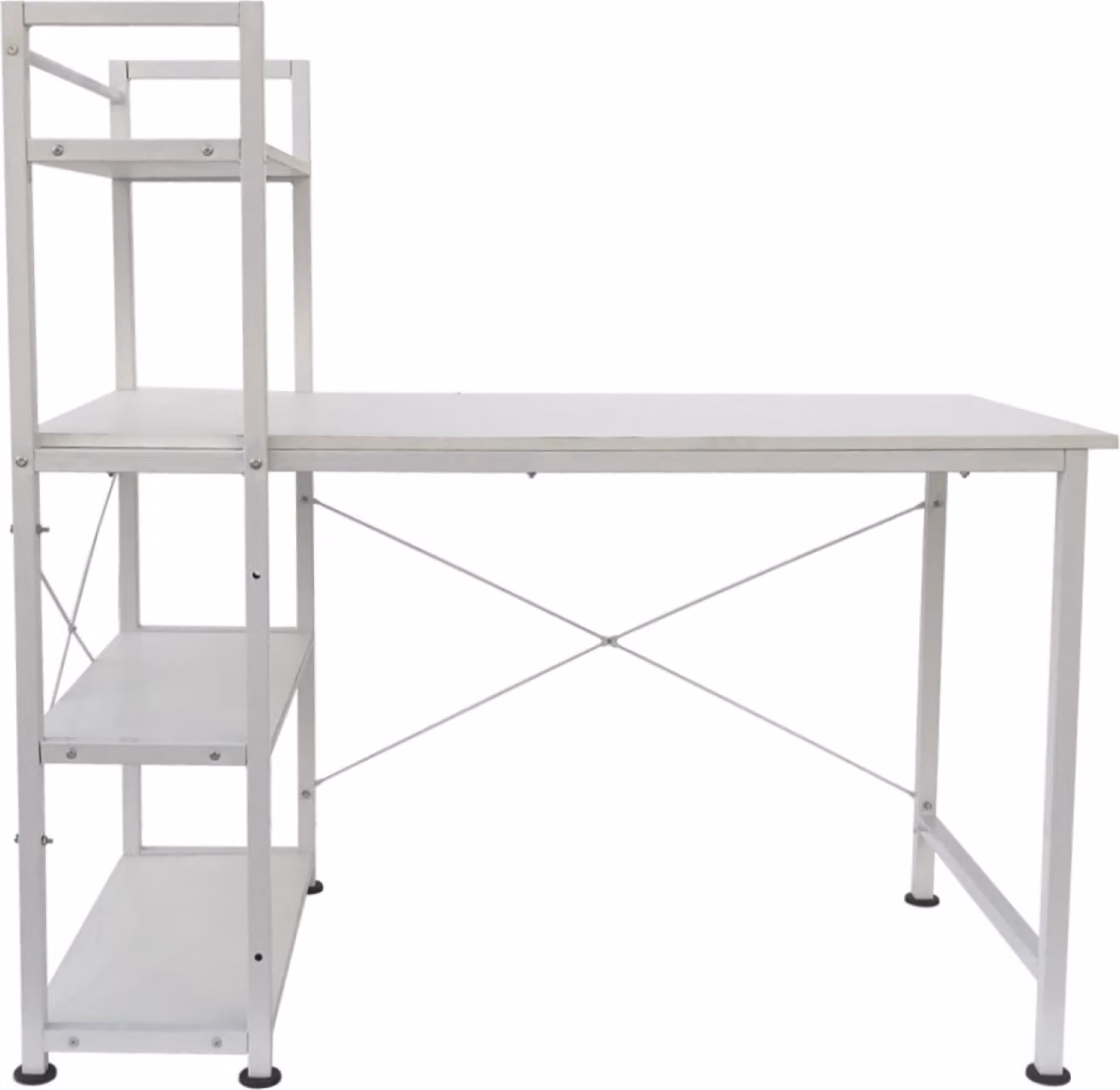 Scrivania da ufficio Stoer - 3 ripiani - stile industriale moderno bianco - metallo e legno