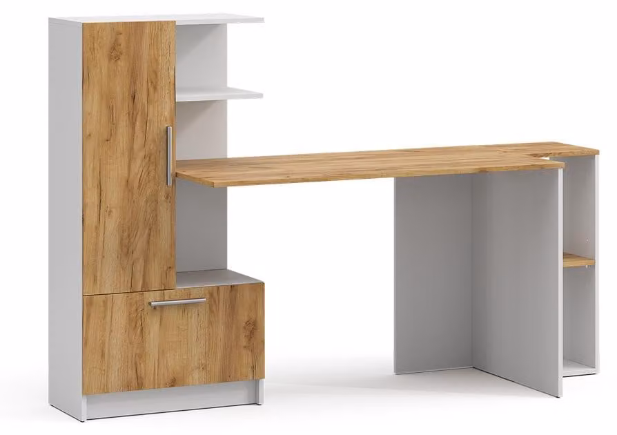 Scrivania con ripiani Vicco Tomy Bianco/Rovere dorato 150 x 59 cm Set di 2, Model 59192