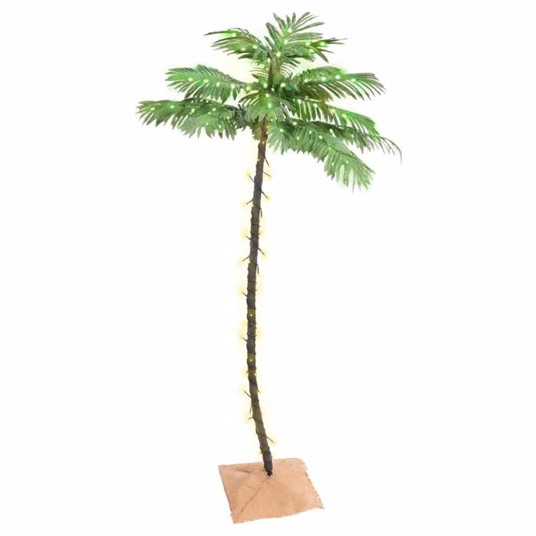 The Living Store Palma artificiale con 96 LED bianco caldo 180 cm