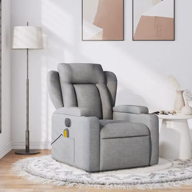 Poltrona Reclinabile Relax vidaXL in Tessuto Grigio con Braccioli e Regolazione Manuale