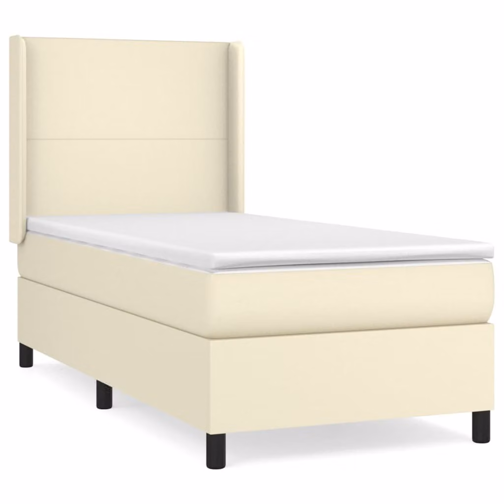 Giroletto a Molle con Materasso Crema 90x200 cm in Pelle finta