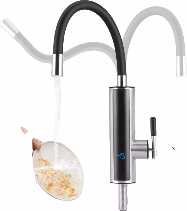 Rubinetto per acqua calda, potenza 3000W, design girevole a 360°, colore nero
