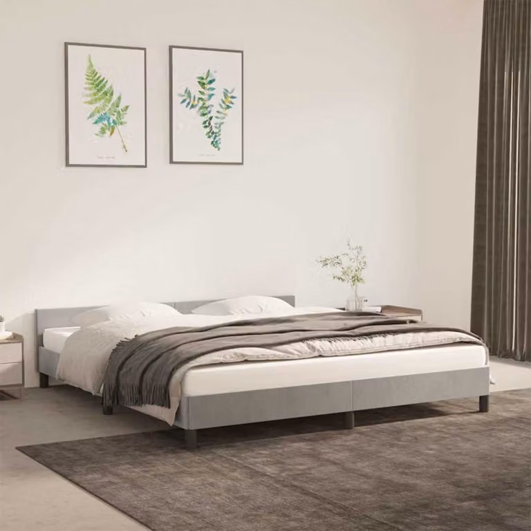 vidaXL Giroletto imbottito in velluto Grigio Chiaro L/P/H: 160 x 200 x 166 cm