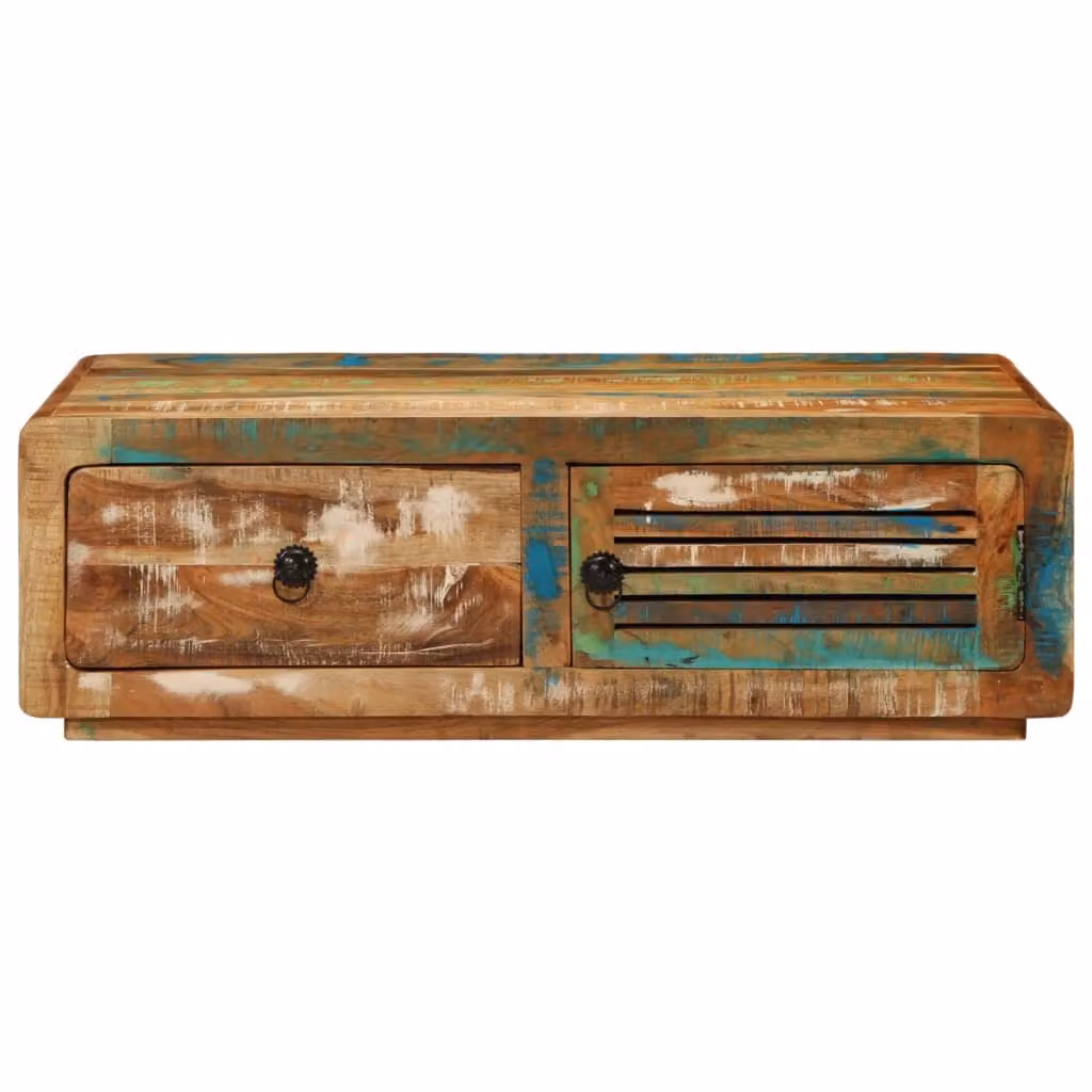 Tavolino da Salotto 89x55x29 cm in Legno Massello di Recupero