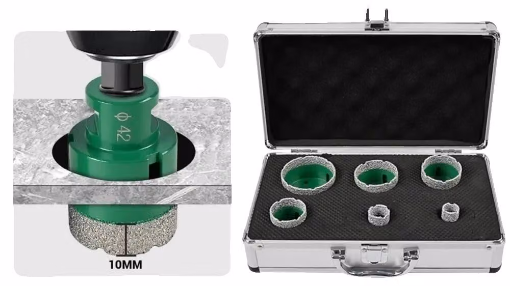 Set di punte da trapano a tazza, realizzate in materiale diamantato, grana media, compatibili con smerigliatrici angolari con attacco M14, adatte per porcellana e granito, set composto da 6 punte