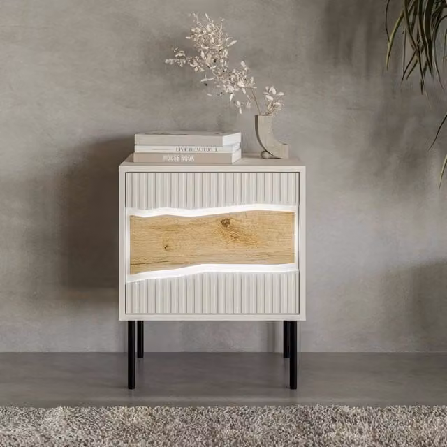 Ussana, Comodino un Ripiano, 50x40x61.5h cm Beige