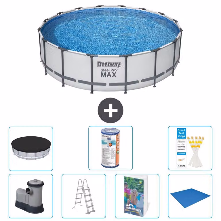 Piscina gonfiabile Bestway Steel Pro MAX, rotonda, 488x122 cm, composta da 6 parti, modello S594