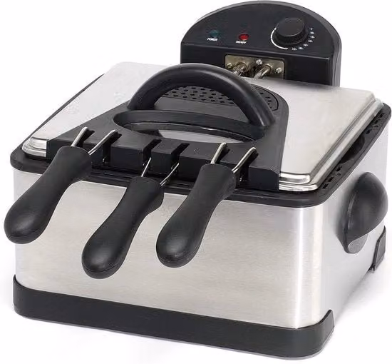 Piatto Fritto Elettrico - Piatto Fritto Doppio - Argento/Nero