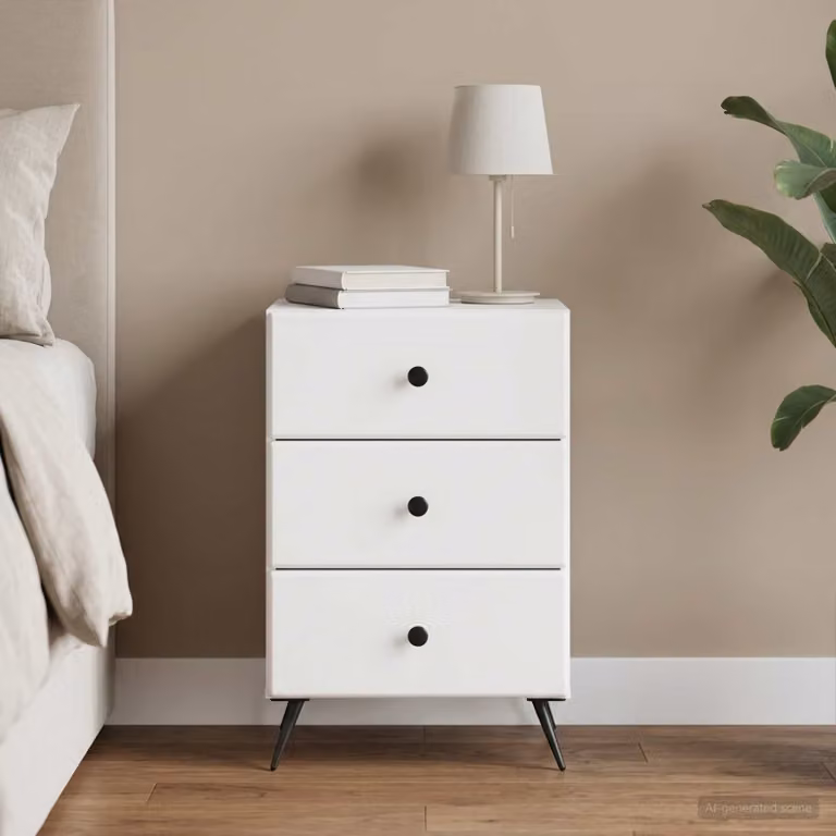 Armadio da Notte vidaXL Bianco in Legno MDF L: 43 cm, P: 41 cm, H: 66,5 cm