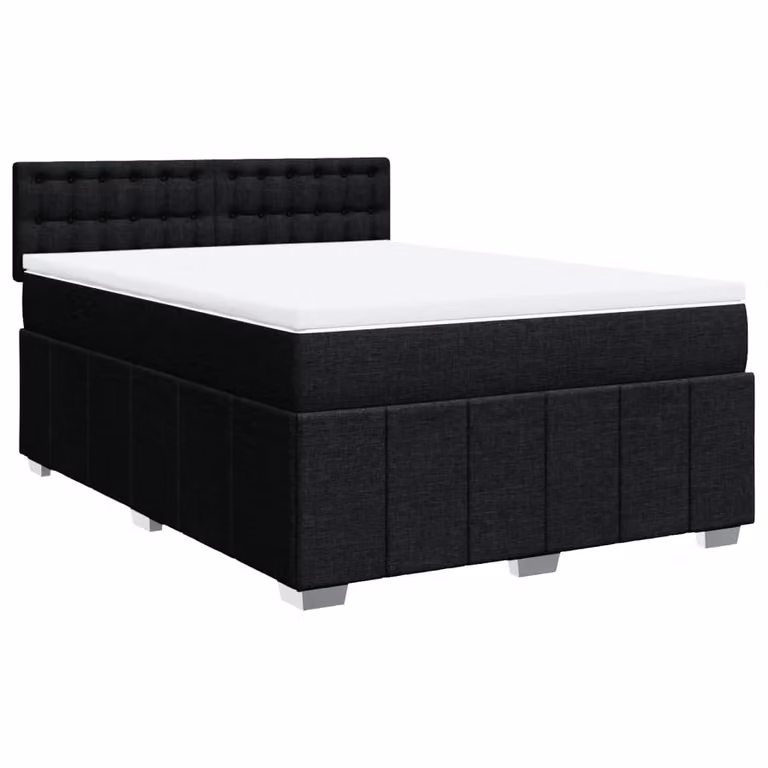 Giroletto a Molle con Materasso Nero 140x190 cm in Tessuto