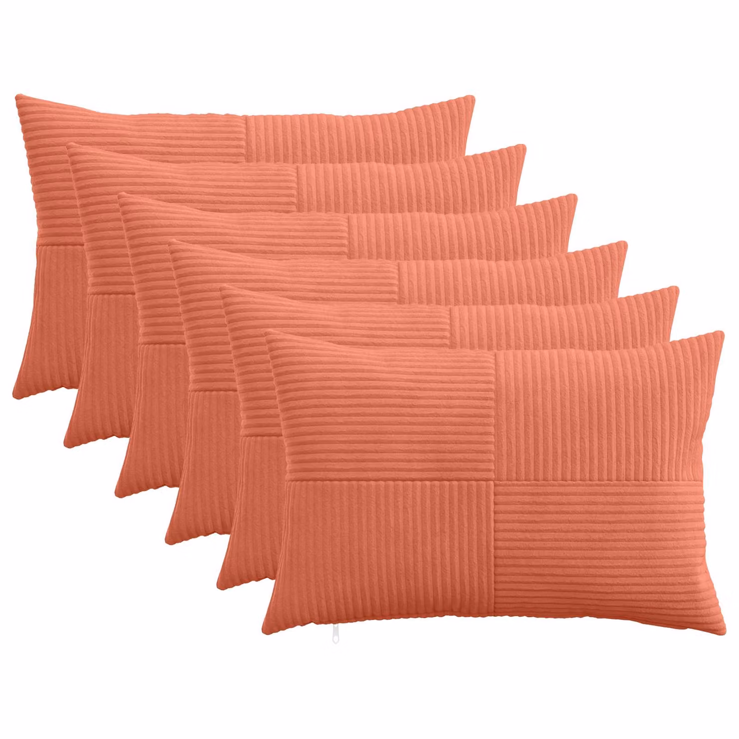 Set di 6 federe vidaXL ALMELO in velluto a coste, colori rosso e arancio, L 60 x P 40 cm