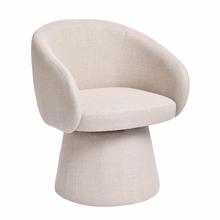 Duhome Poltrona da salotto beige, poltrona girevole in lino, poltrona lounge dal design moderno, poltrona imbottita per camera da letto, sala da pranzo e ufficio