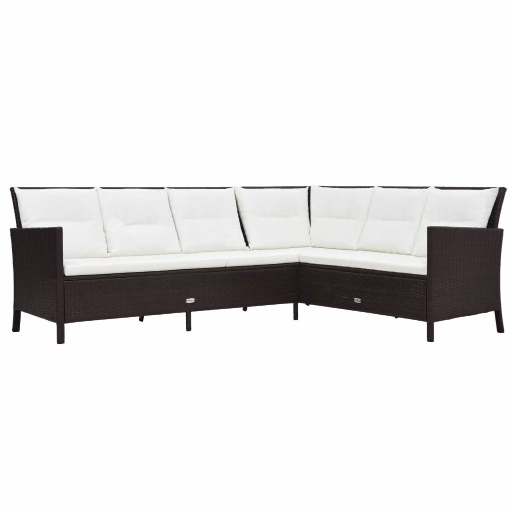 vidaXL Set da giardino 3 pezzi con cuscini in polyrattan marrone