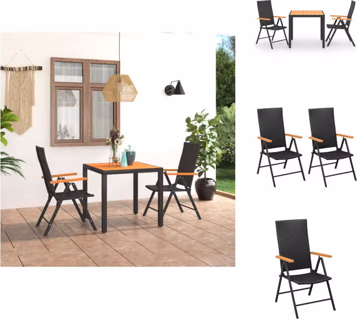 vidaXL Set da pranzo da giardino a 3 pezzi nero e marrone - Set di mobili da giardino