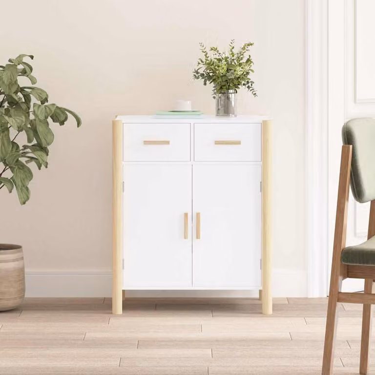 Credenza bianca vidaXL in legno e MDF, stile classico, L 62 cm x P 38 cm x H 75 cm
