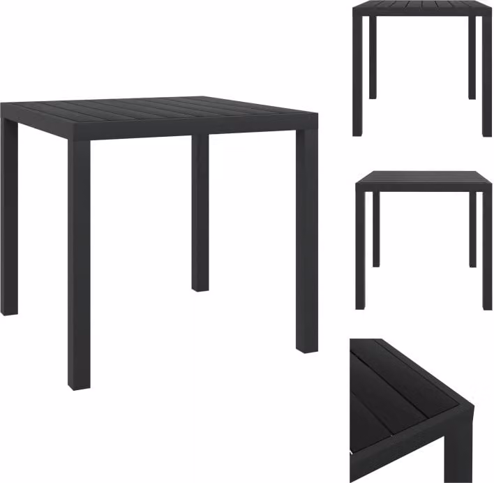 vidaXL Tavolo da pranzo da giardino in WPC alluminio 80 x 80 x 74 cm nero - Tavoli da giardino