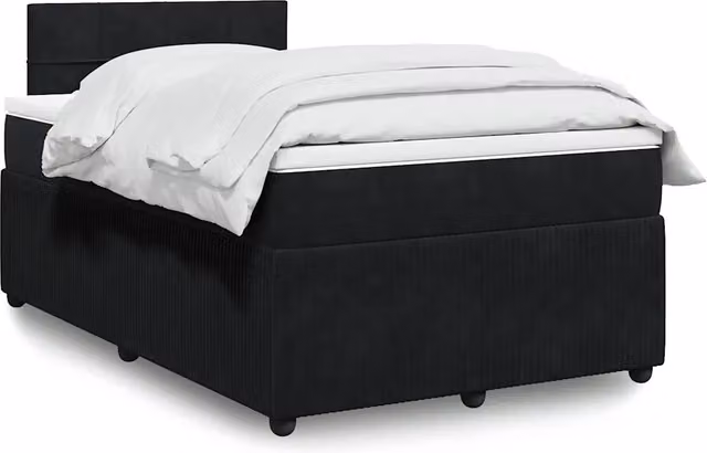 Giroletto a Molle con Materasso Nero 120x190 cm in Velluto 3289988