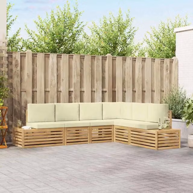 6 pz Set di divani da esterno Poliestere Bianco 3392475