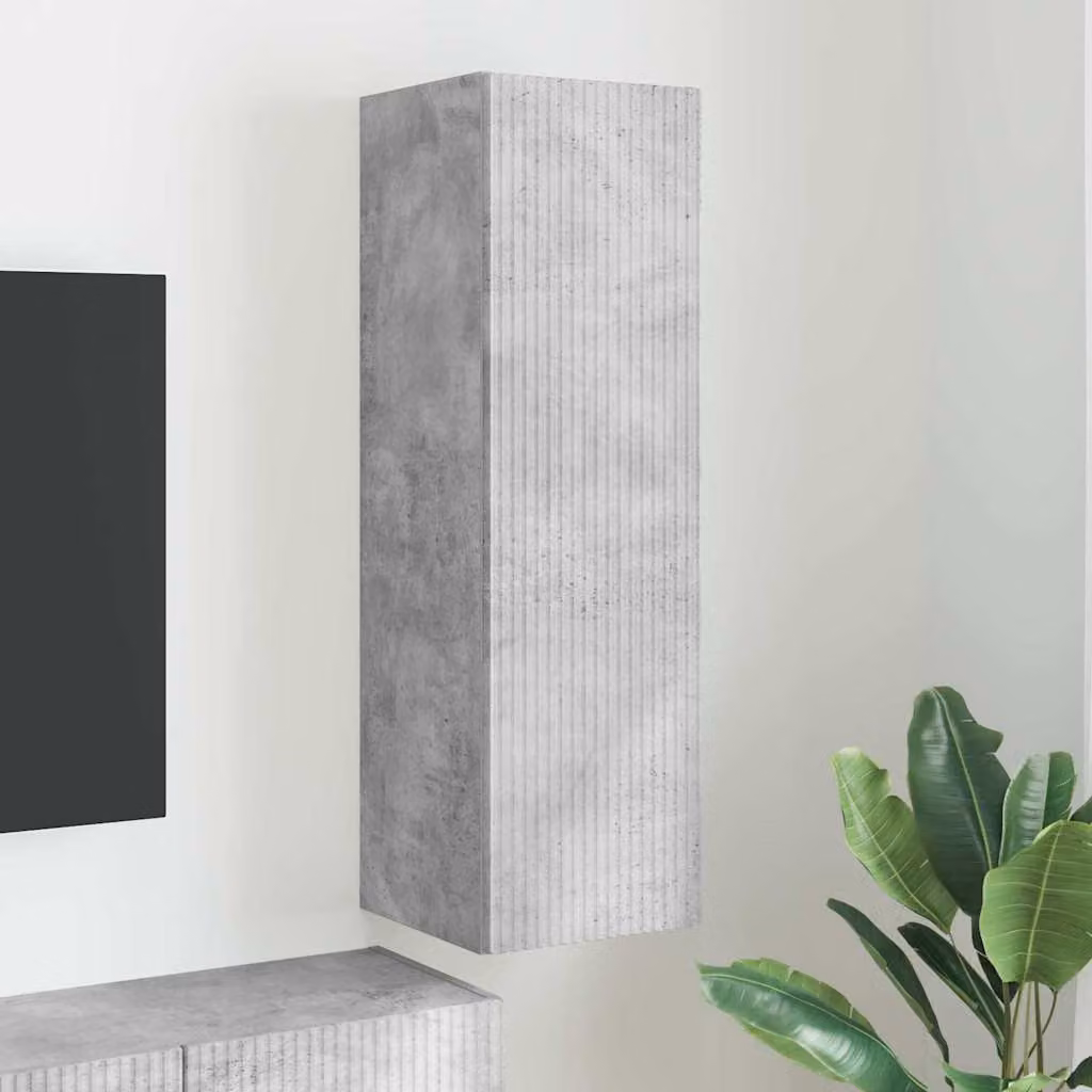 Mobile TV da parete vidaXL moderno in legno MDF Grigio, L/P/H: 30 x 31 x 100 cm