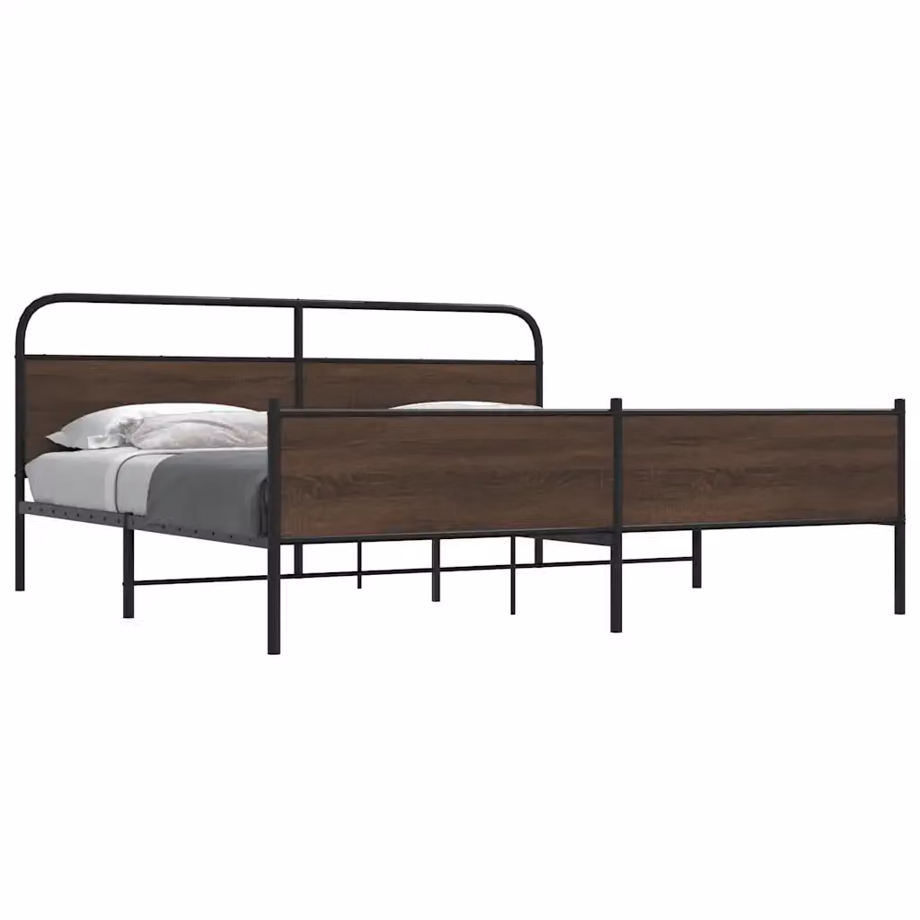 Letto matrimoniale in metallo e MDF color rovere marrone L/P/H: 180 x 200 x 100 cm – 2