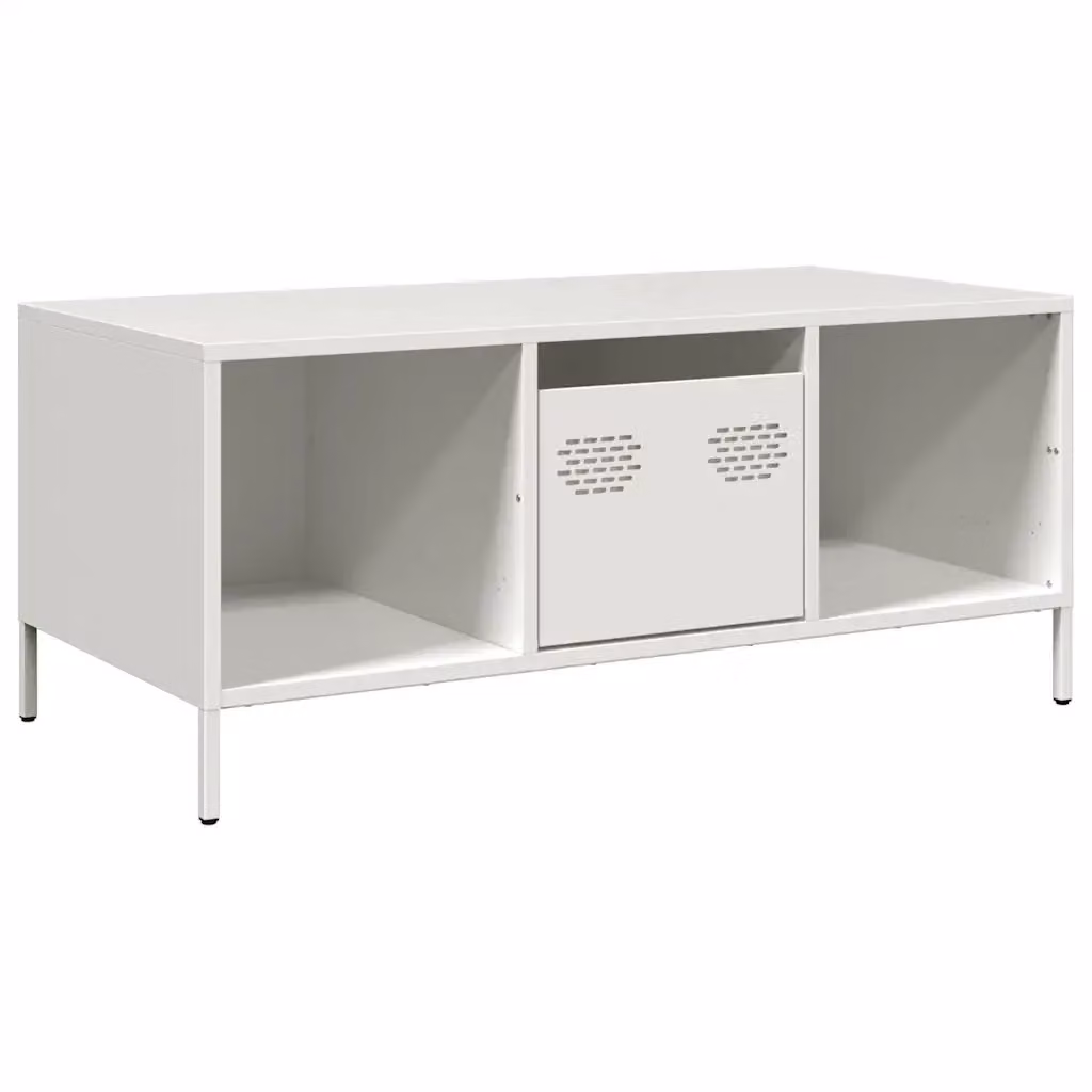 vidaXL Tavolino Bianco in Metallo per Soggiorno o Camera da Letto L: 101,5 cm, P: 50 cm, H: 43,5 cm – 2