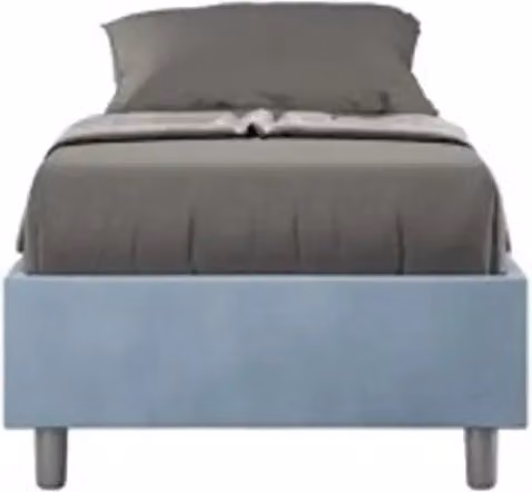 Letto singolo con rete imbottito 90x200 microfibra azzurro Azelia