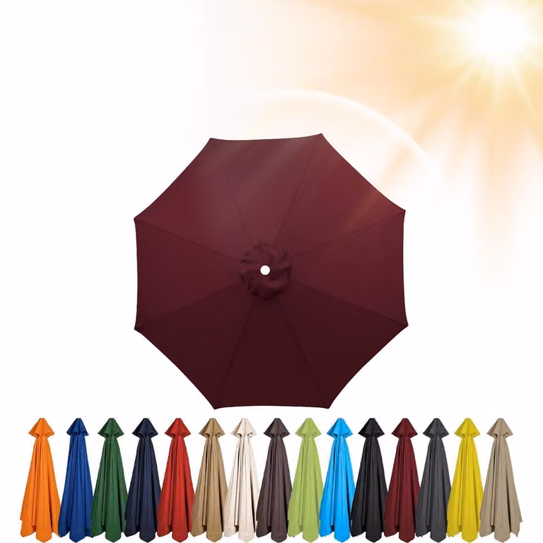 Copertura di ricambio per ombrellone, diametro 250 cm, 8 stecche, colore: bordeaux, protezione UV, resistente al vento