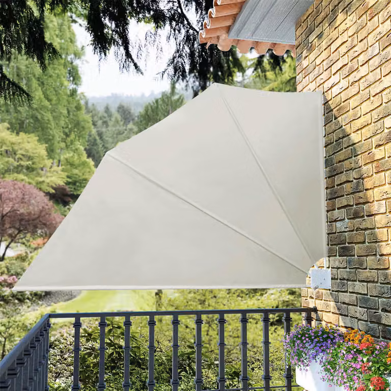 The Living Store Ventilatore da balcone pieghevole crema 160×240 cm