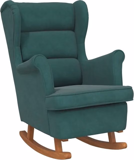 Sedia a dondolo con schienale alto in velluto verde scuro CFW3328523
