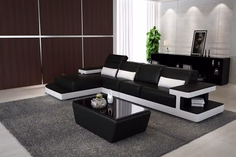 Leder Modern Couch Wohnlandschaft Ledersofa Sofagarnitur Sofa L-Form Möbel
