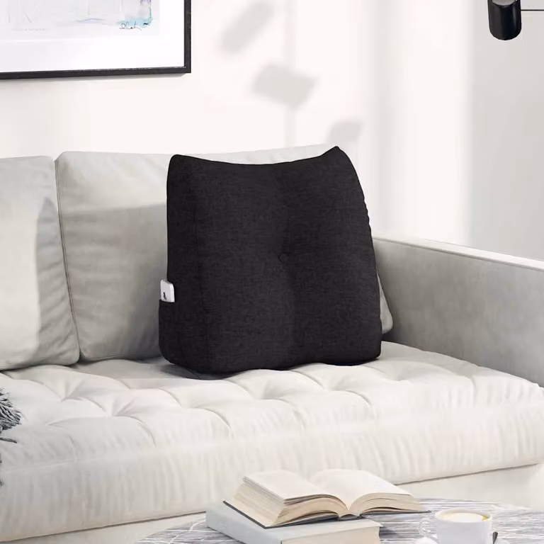 vidaXL Cuscino per Schiena Contornato a Cuneo Nero con Rivestimento Lavabile in Lavatrice L: 45 cm, P: 24 cm, H: 50 cm