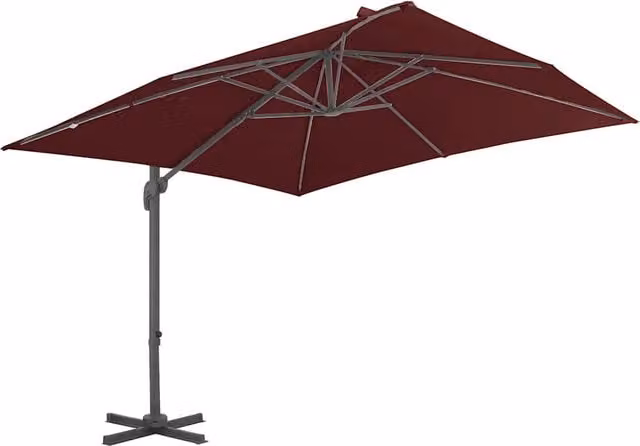 Ombrellone a Sbalzo con Palo in Alluminio-Ombrello da giardino 400x300 cm Bordeaux