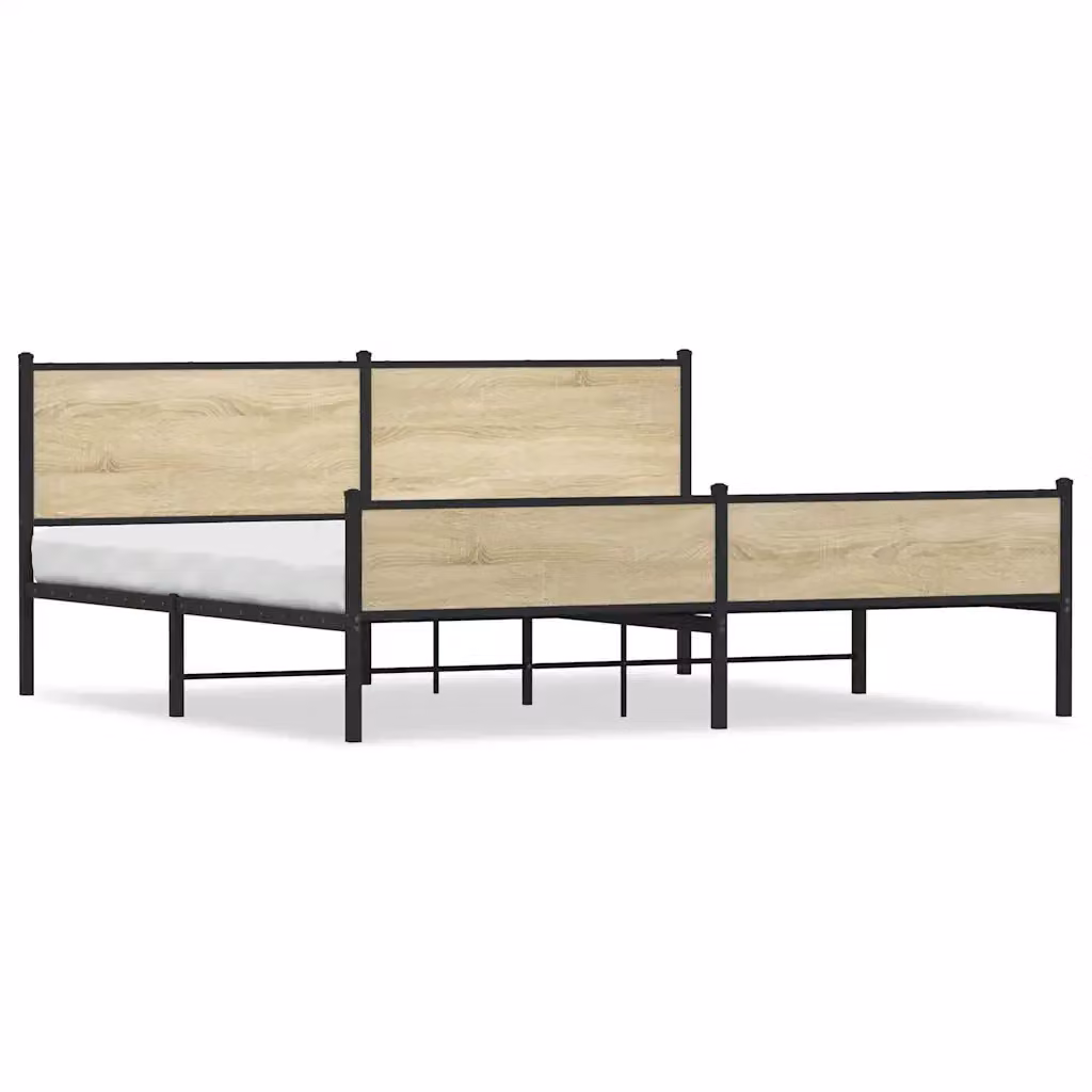 Letto senza materasso vidaXL in metallo e legno Rovere Sonoma L: 200 cm, P: 200 cm, H: 91,5 cm – 2