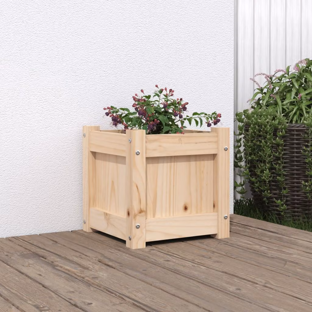 Fioriera da giardino vidaXL in legno di pino marrone e beige L/P/H: 31 x 31 x 31 cm