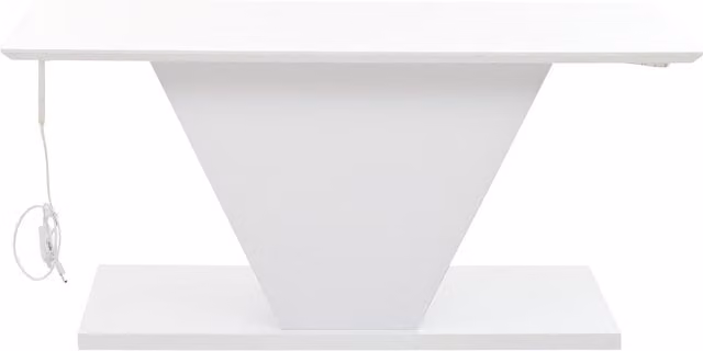 Tavolino da salotto moderno bianco con piano laccato lucido e design rettangolare L: 100 cm, P: 50 cm, H: 46 cm