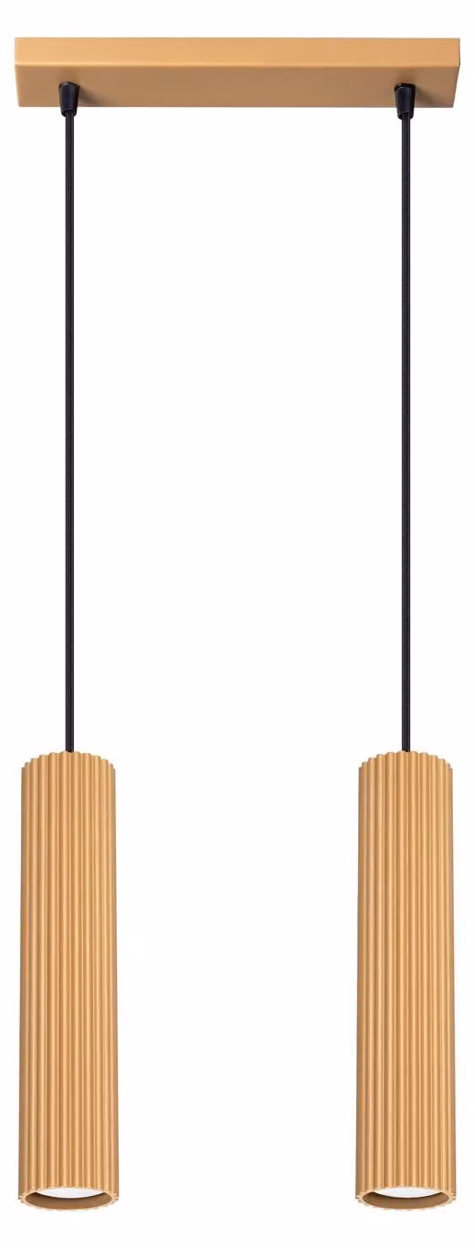 Lampada a sospensione KARBON 2 oro 2xGU10 10W alluminio 90x6.5x30cm Sollux Lighting