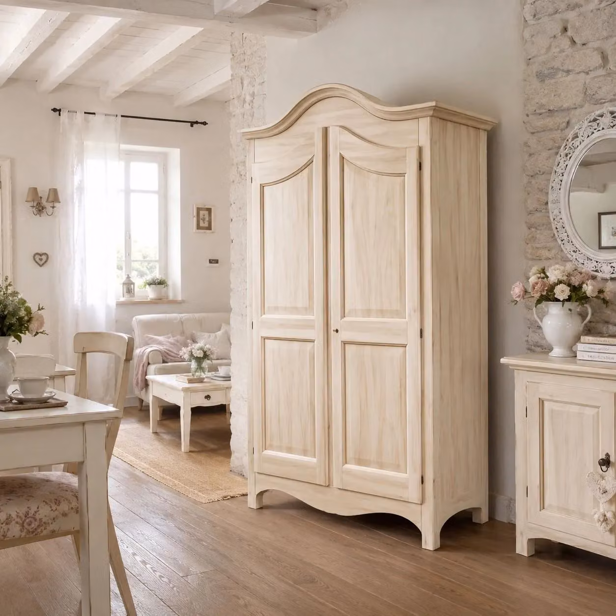 Armadio classico a 2 ante in legno di pioppo grezzo Mobili 2G L/P/H: 125 x 61 x 200 cm – 2