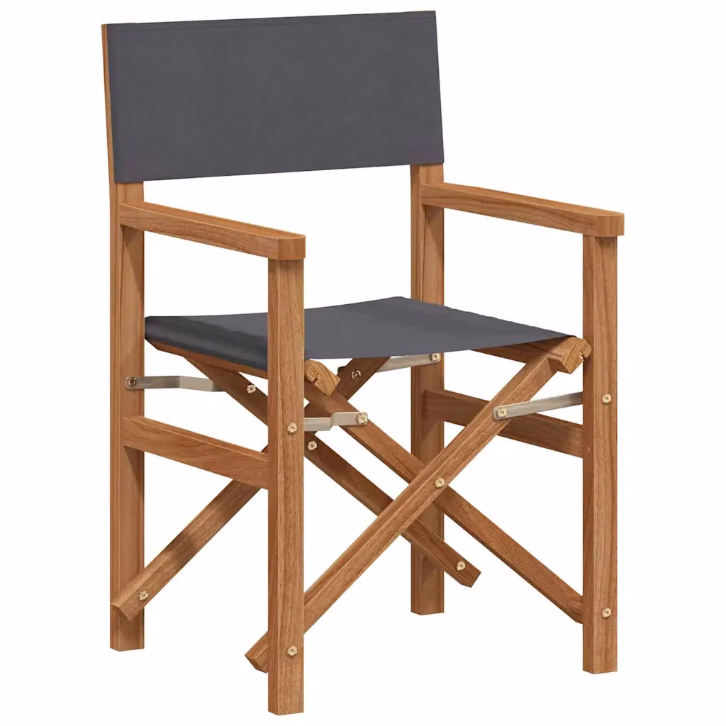 Sedia da regista vidaXL in legno di teak solido grigio e marrone con braccioli per giardino e terrazza