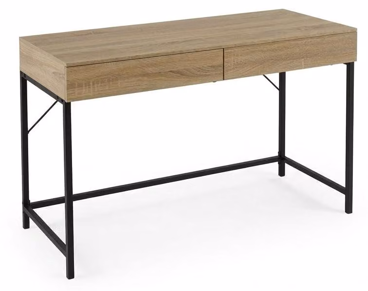Scrittoio Design 2 Cassetti Legno Metallo Tavolo Ufficio Casa 116x48x77cm