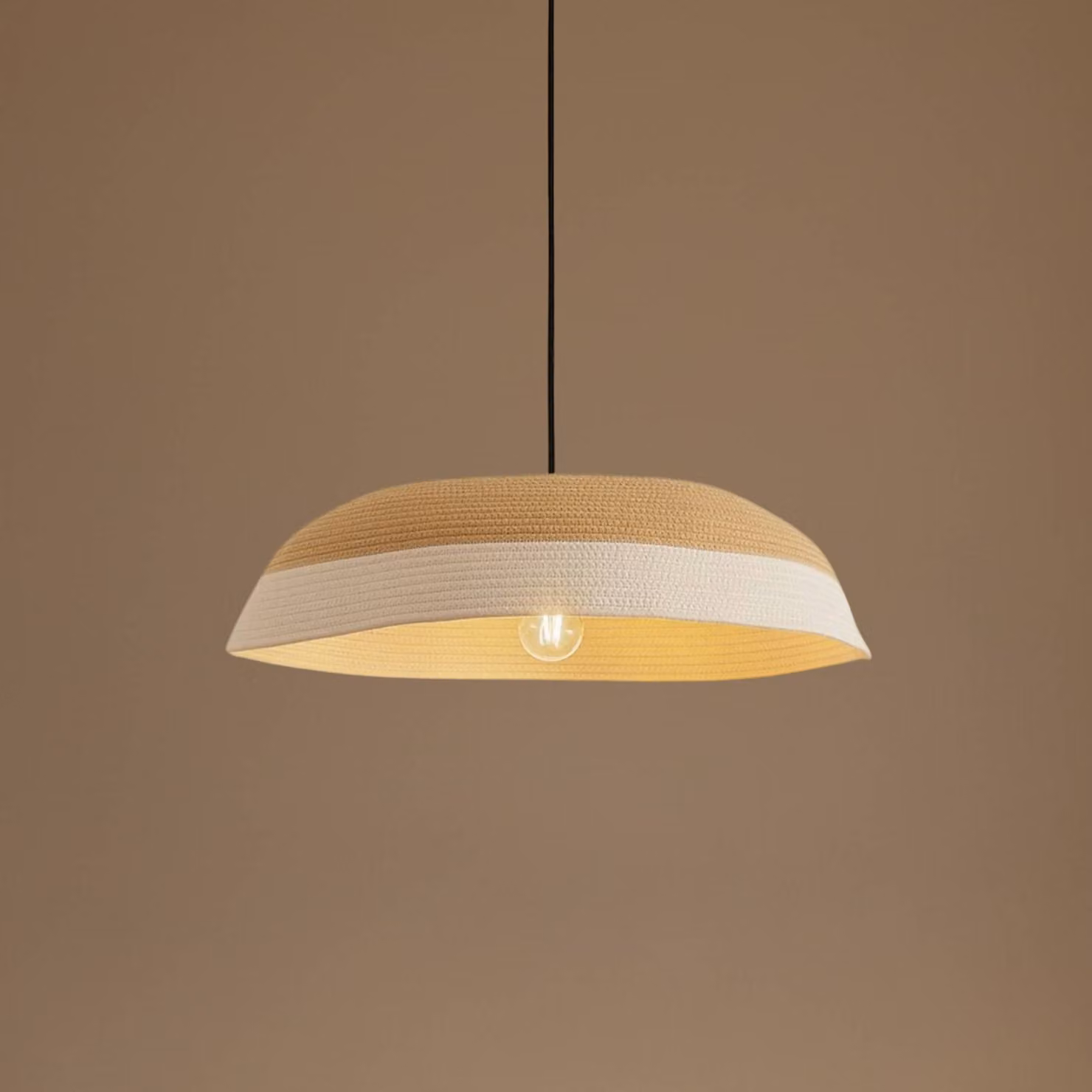 Lampada a sospensione Caliva Lindby, Crema / Ambra, Soggiorno / Sala da pranzo, Tessuto / Stoffa / Seta, Moderno, Lampada a sospensione